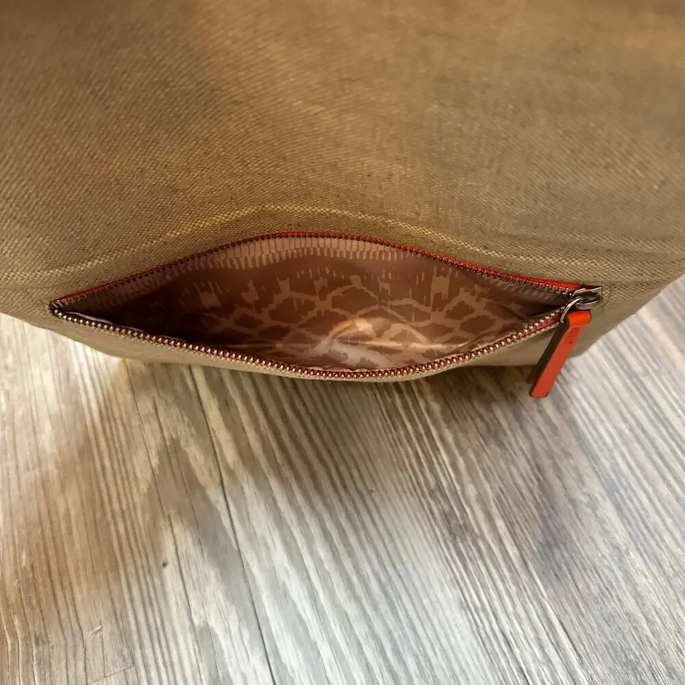 Stella & Dot Waverly Petite Crossbody Fresh‎ Orange Linen Clutch Vegan Leather